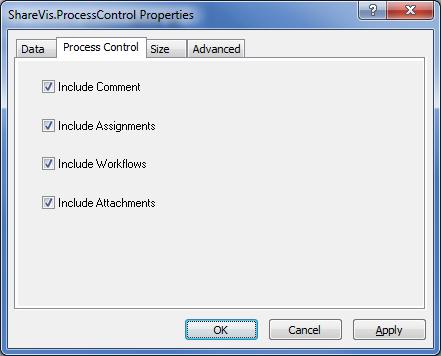 InfoPath Custom Controls Process control Uses: - Default Assignment Method - Audit Trail Properties: Include Assignments: Toggles the display of the Workflow Participant Assignment area.