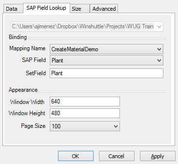 InfoPath Custom Controls SAP Lookup control Pulls data from SAP in a windows Only selection is added into the form Uses: - Search an SAP field Properties: Mapping Name: