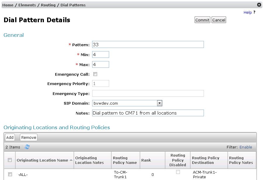 In the Originating Locations and Routing Policies section, click Add.