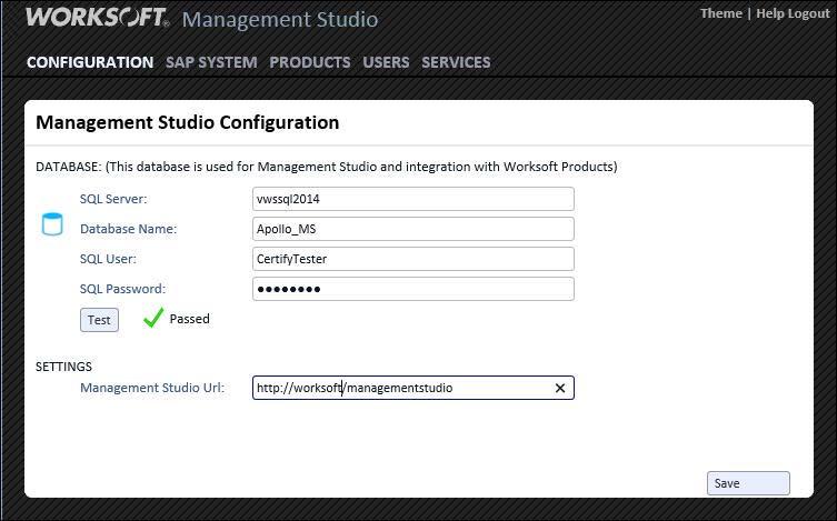 Configuring Your Databases Configuring Your Databases On your web server where IIS is installed, you will need to configure your databases in the Worksoft Management Studio.