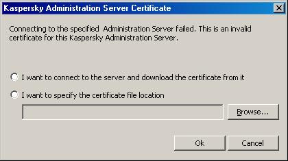 14 Kaspersky Administration Kit Figure 2. Request to connect to the Administration Server. User rights are verified using the Windows user authentication procedure.