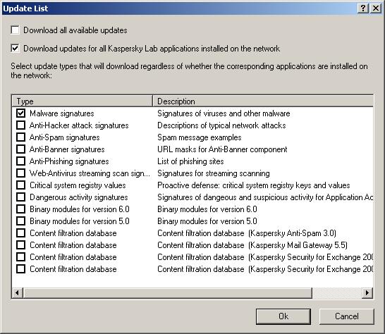 Updating the anti-virus database and program modules 149 Figure 107. Selecting the update 4.1.3.