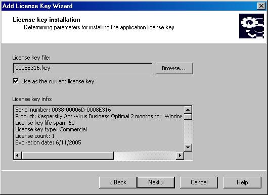 Updating the anti-virus database and program modules 157 key upon the expiry of the current key. The License key info field contains detailed information about the license key. Figure 113.