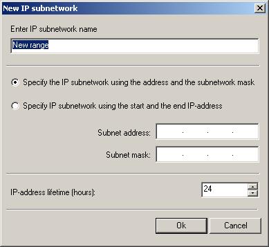 22 Kaspersky Administration Kit Figure 6. Creating a new IP subnetwork 3. To confirm the settings, press the OK button. 2.3.4.