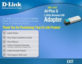 Insert the D-Link CD-ROM Into Your Computer Turn on the computer and Insert the D- Link AirPuls G TM DWL-G122 Driver CD in the CD-ROM drive.