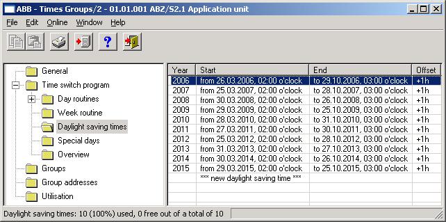 Select the daylight saving time which should be deleted e.g. the year 2006. Fig.