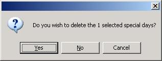 Select the special day which should be deleted e.g. from Th. 11.05.2006, 08:00 o clock. Fig.