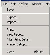 3.3.5 File menu Fig. 9: File menu Some menu items are context-sensitive and are only activated for specific configurations.