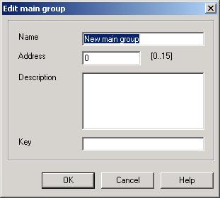 After selecting the option new group address, the associated dialog window Add group addresses is activated. Fig.