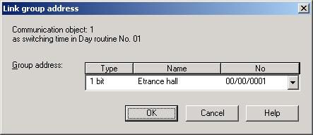 Select an existing group address e.g. group address 00/00/001.