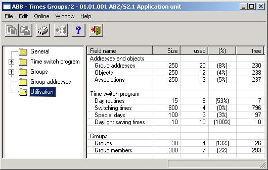 3.4.13 Utilisation Fig. 230: Dialog window: Utilisation Select Utilisation in the selection area. The associated table is activated in the right-hand window.