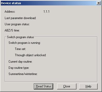 3.3.7.2 Show status After selecting Online and Show status, the device status is read from the Application Unit Time and the following parameter window opens. Fig.