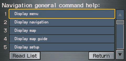 Information Features When you make a selection, you will see the help commands that can be used with the voice control.