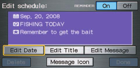 Press the CANCEL button to return to the Calendar screen.