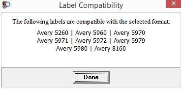 Choose the first label on the list, and click Compatibility.