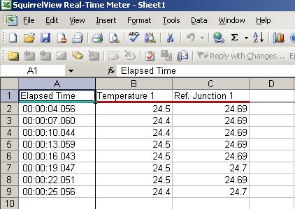 Note: It is requested not to edit or change any of the spreadsheets settings until metering has stopped and exited.