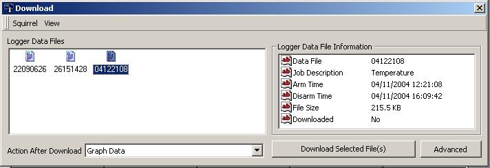 Download Data To start the download of data click Download Data