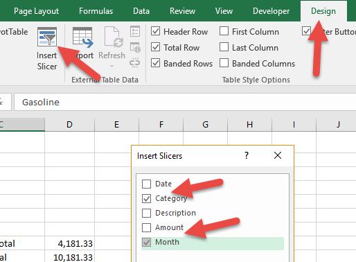 o Click any cell in the Expense Ledger table.