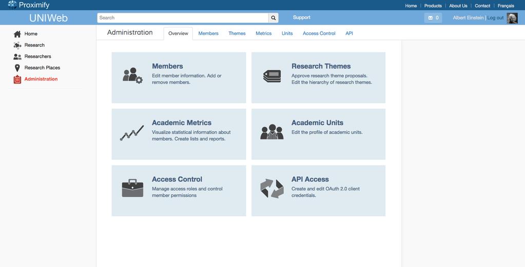 Figure 1: Administration Panel! 2 Members The Members section of UNIWeb provides a full list of your network s users as well as management and communication options.