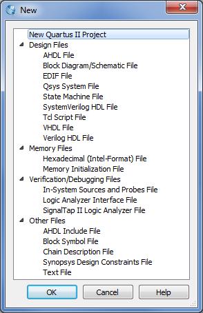 Figure 3. Need to prepare a new file. 2. The SignalTap II window with the Setup tab selected is depicted in Figure 4. Save the file under the name switches.stp.