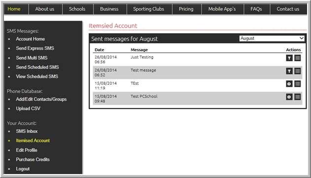 View details in The SMS Engine Details can be checked at your account with The