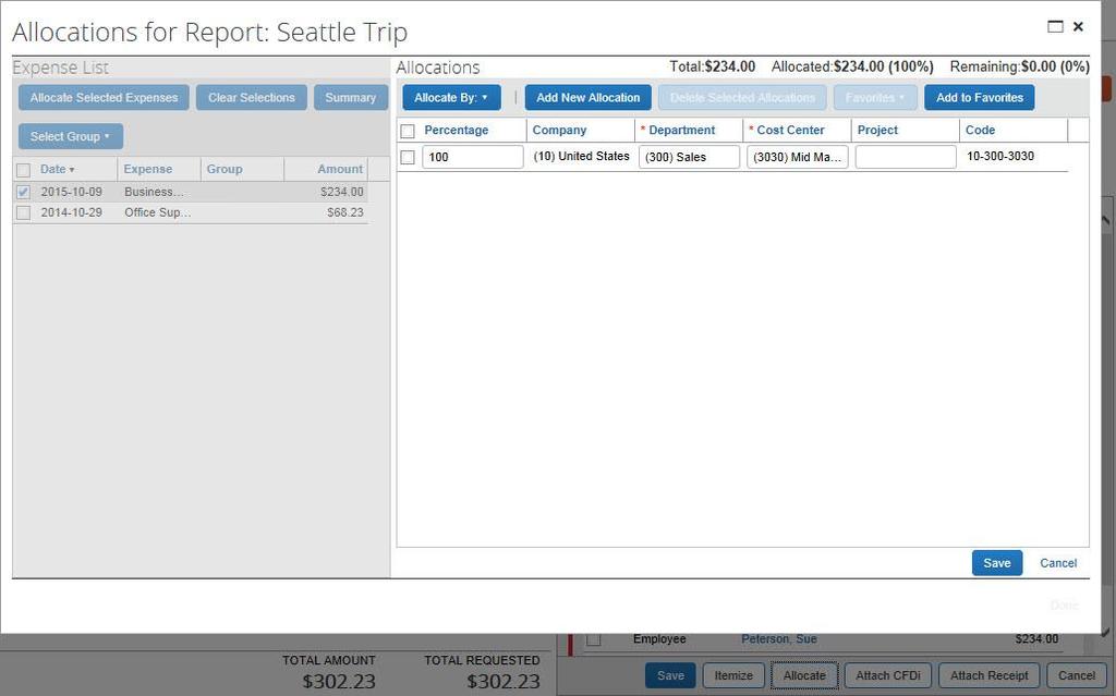 Allocating Expenses The Allocations feature allows you to allocate expenses to projects or departments, which will be charged for those expenses.