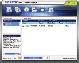 Launch the GIGABYTE RAID CONFIGURER from All Programs in the Start menu.
