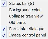 view) - Collapse entire tree view - Display old parts - Toggle parts info.