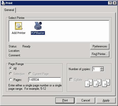 PDFBlaster QuickStart Guide: For Accountmate LAN Page 14 of 21 Printing To PDFBlaster From Accountmate LAN Server Make sure you select