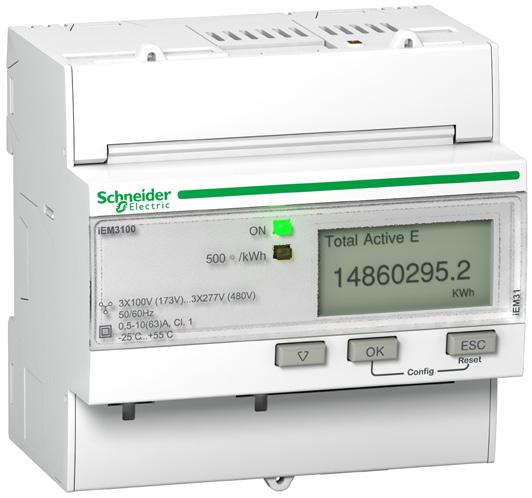 Functions and characteristics PB108410 The PowerLogic Energy meter Series iem3000 offers a cost-attractive, competitive range of DIN rail-mounted energy meters ideal for su-illing and cost allocation