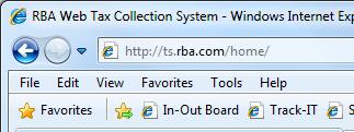While on the RBA Login screen, if you are using Internet Explorer 8, click on the compatibility button on the right side of the URL bar.