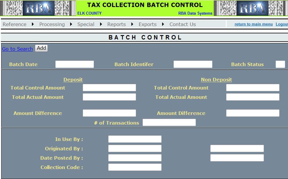 Batch Control Screen The Batch Control Screen, Batch Control under the