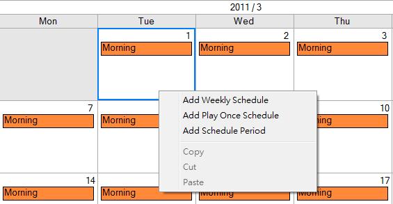 right/double click on a date on the calendar in either