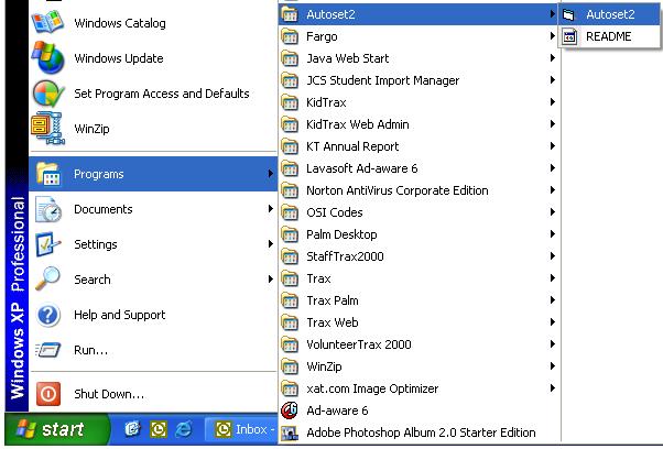 Program Scanner Go to Start Programs Autoset2 Autoset2 Check