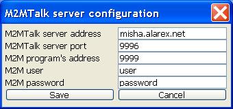 M2MTalkGateway configuration M2MTalk Gateway is a necessary part of the installation providing data conversion between the internal format M2MTalk used by the M2MTalk server and TCP/IP communication