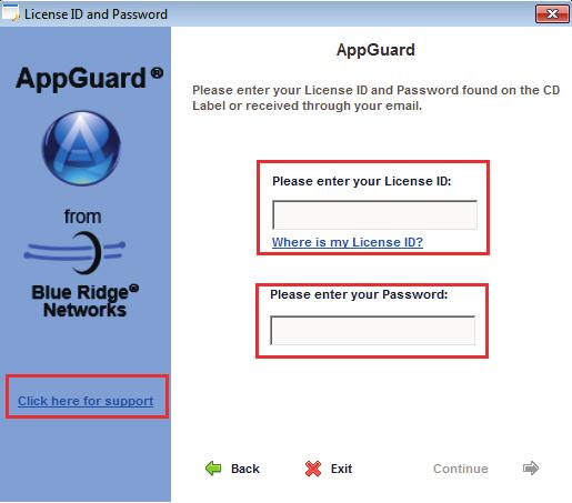 AppGuard will check with the license server, and then display Product