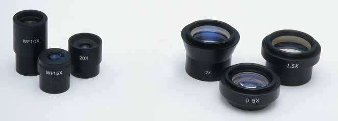 154 Microscopes Extra magnification for Stereozoom Extra magnification can be achieved either by replacing the original eyepiece with an eyepiece with larger magnification or by attaching an
