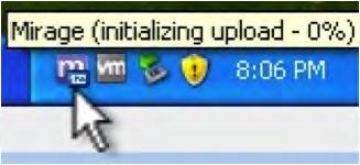 6. Click Finish. The client starts its centralization process. The Horizon Mirage system tray icon on the client indicates that initialization of the desktop image upload has begun.