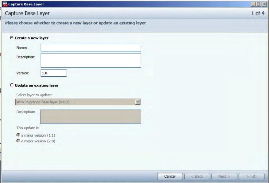 3. Select Create a new layer and enter a Name and an optional Description. Figure 50: Detail on Capture Base Layer Window 4.