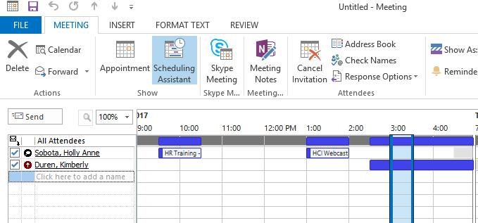 meeting request based on the date/time you would like, and