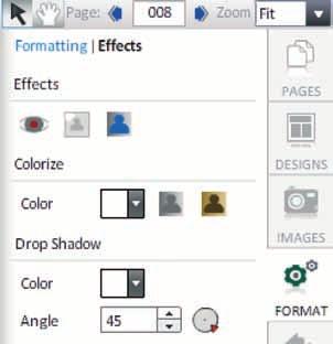 Under Effects, there are several options available to adjust the look of the added drop shadow.