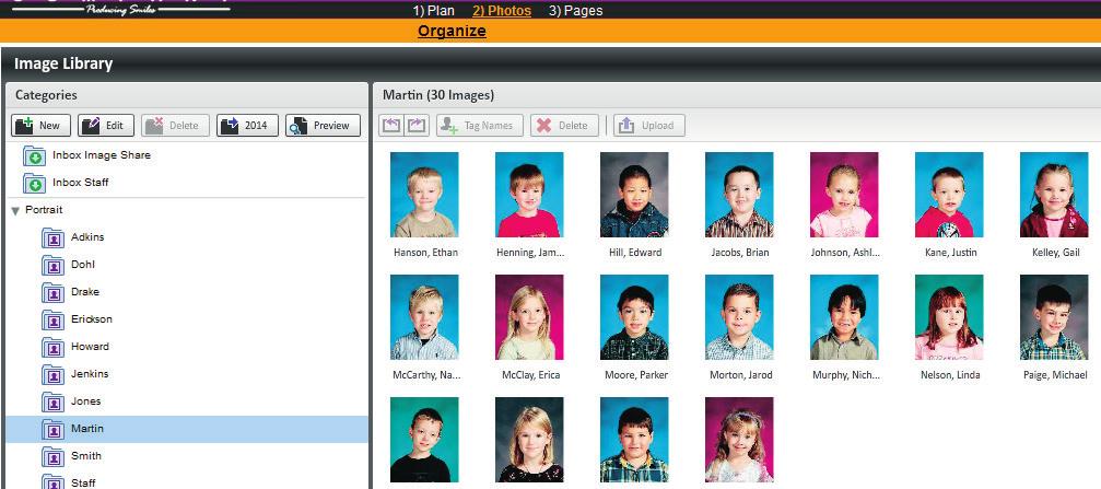 Click on the class/grade name and then the Preview button at the top of your screen. This will create a proof sheet for that class/grade on a separate window.