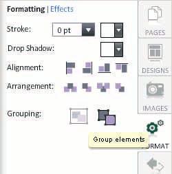 Highlight/select multiple elements on a page and then click the Group Elements button