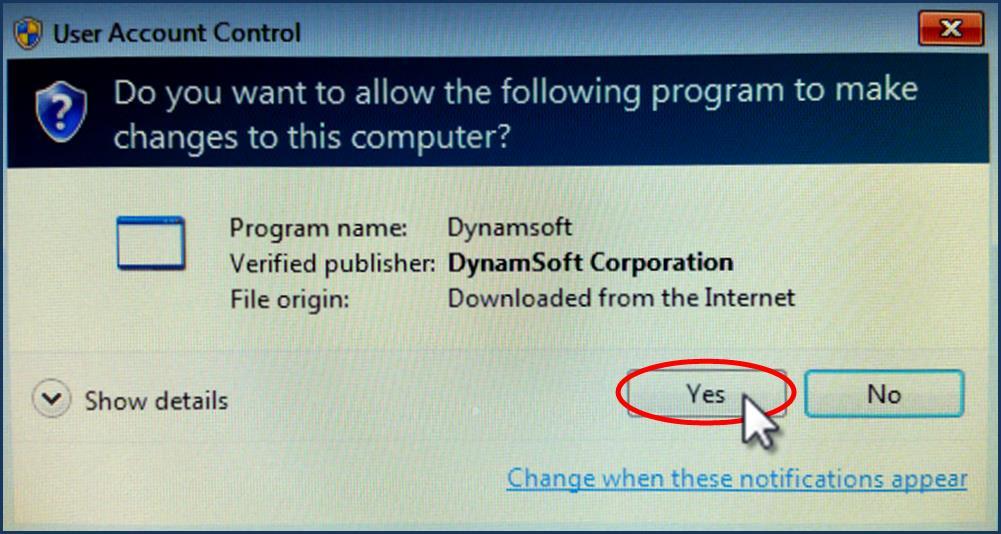 If prompted, click Yes on the User Account Control