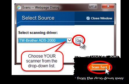21. If prompted to Select Source, just choose your scanner from the drop-down menu and click Go,
