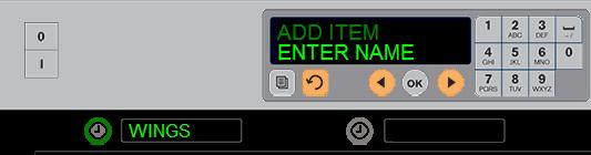 Adding New Product Press the timer key next to New Item Name. Use the keypad to enter the product name.