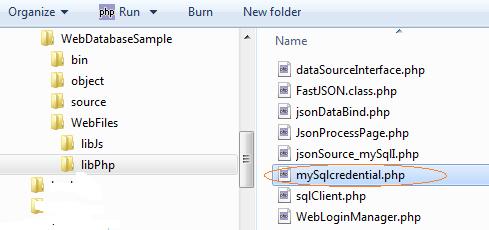 The credential for MySql database is in a file named mysqlcredential.