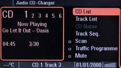 After the CD6 Menu is selected, you can browse the menu with the Next and Previous track buttons. To enter a menu, you need to press and hold the Fast forward button.