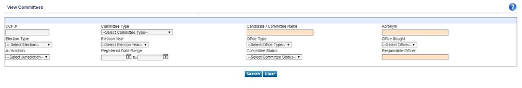 c) Viewing committees - Click on the box to View Committees. On the next screen click on Continue. Now you will see a screen where you can enter in your search criteria for what you are looking for.