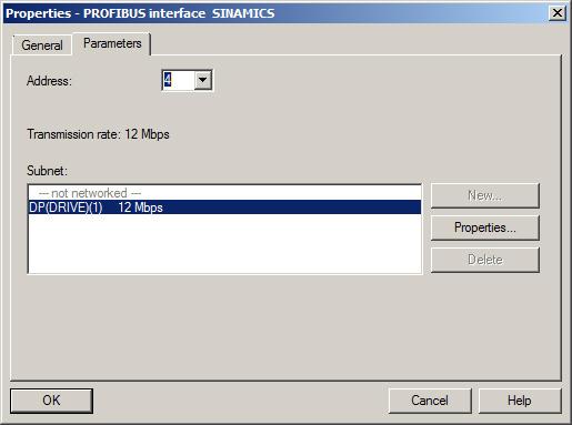4.1 Creating a T station Step Activity Result 4 Enter PROFIBUS address "4", then confirm with "OK". Result: The "Properties - SINAMICS" dialog box opens.